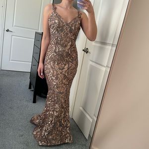 Bronze Sequin Jovani Gown